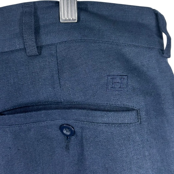 HACKETT Men’s 100% Linen Navy Button Fly Flat Front Shorts Size 40 - Picture 3 of 5